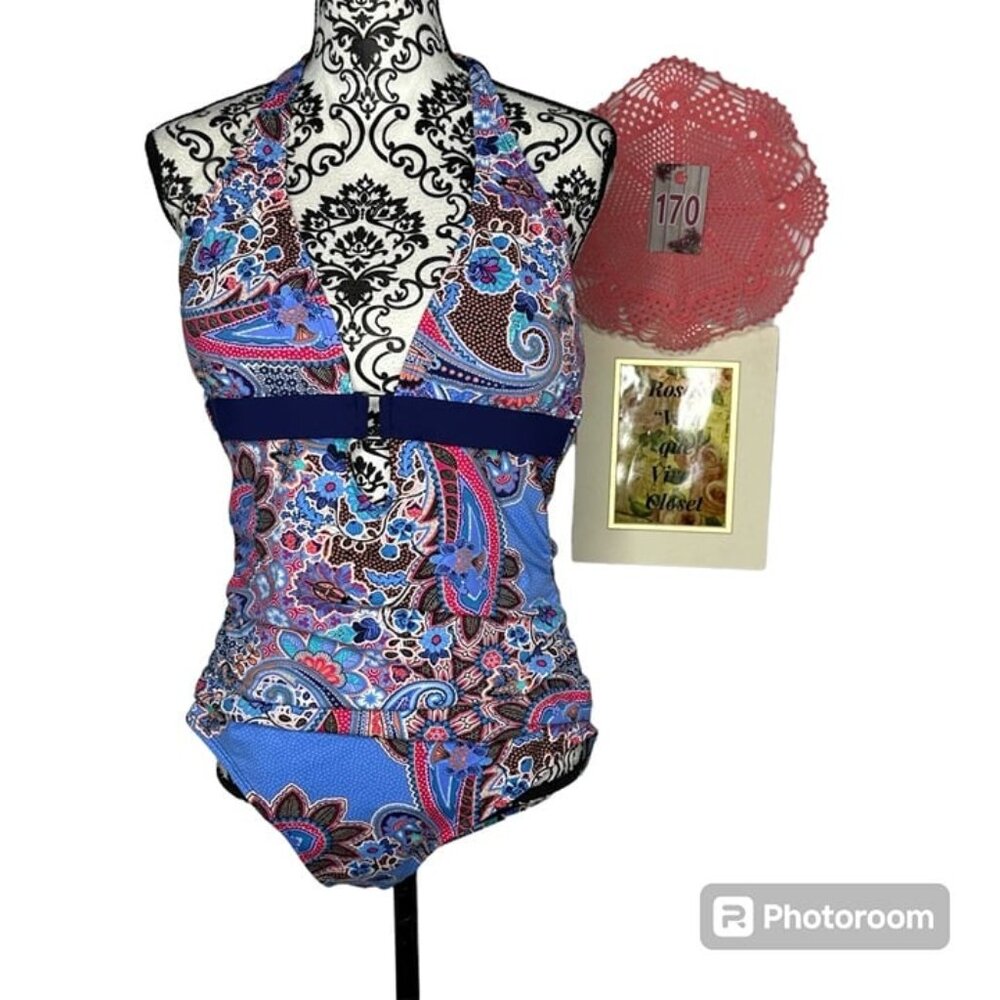 Liz Claiborne 2 Paisley One-piece Swimsuit Size 16